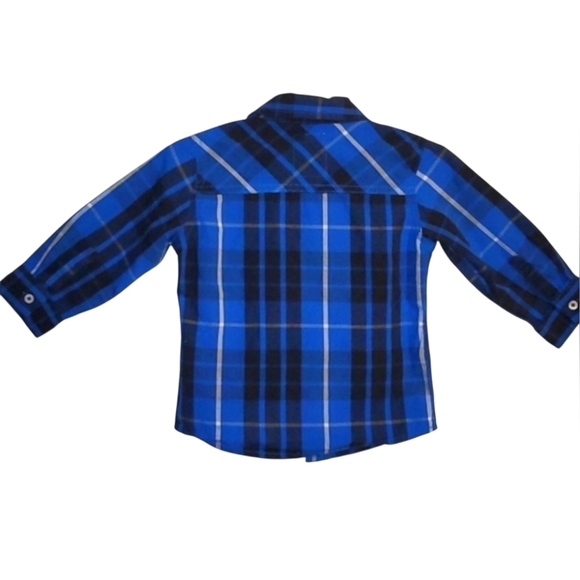 Levi's Plaid, Long Sleeve, Button Front Shirt. Baby Boy 12m Blue - Picture 2 of 3